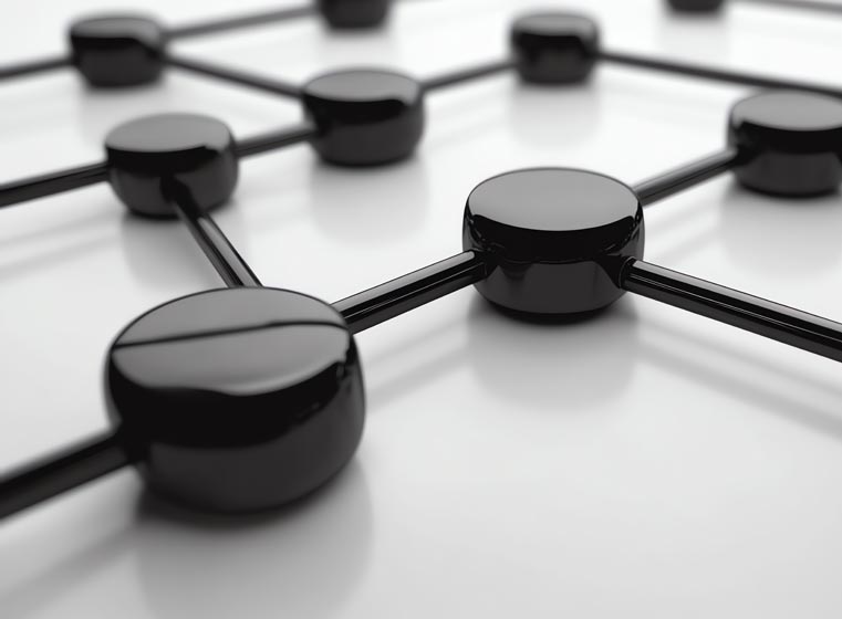 Abstract network nodes connected by lines, representing systems and API integrations