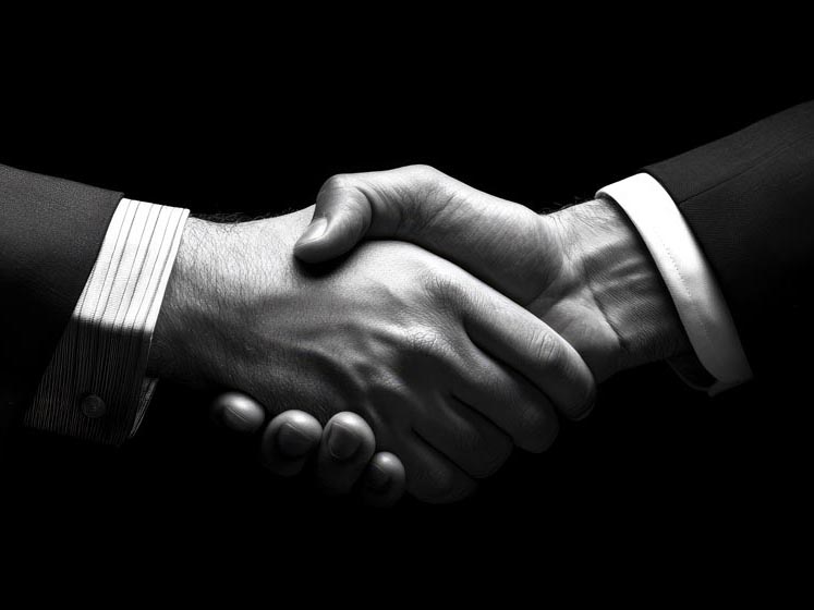 Professional handshake, representing business deals and CRM relationships